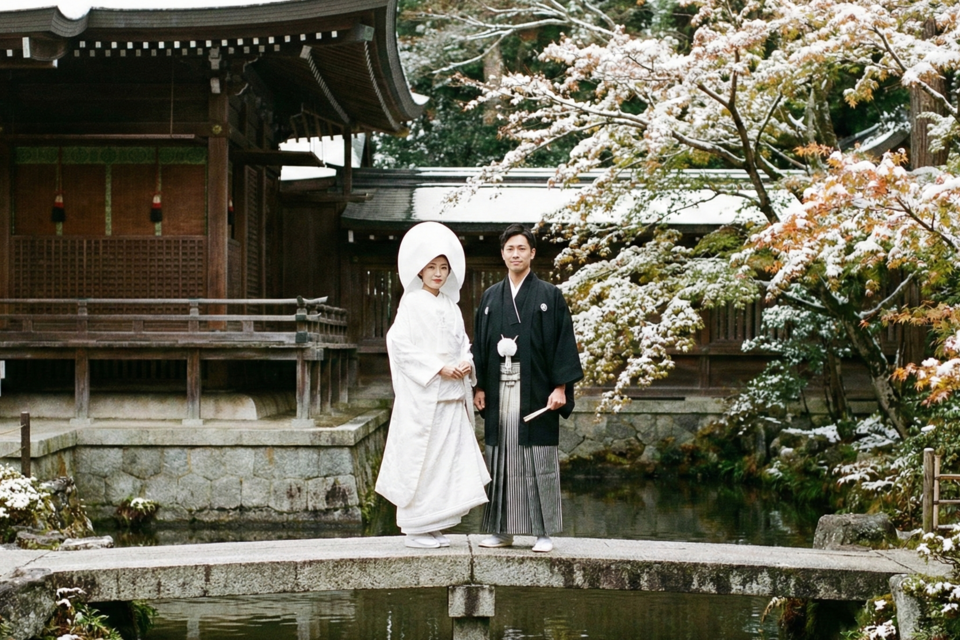 Photo d'illustration - Entre tradition et modernité, le mariage japonais célèbre l’harmonie des contrastes : la pureté du blanc et l’élégance du noir s’unissent pour sublimer la réception et ses symboles intemporels.