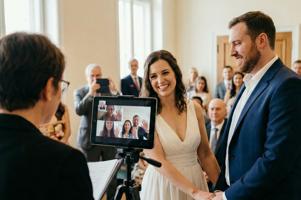 Gemini - Photo d'illustration - Grâce au streaming, la cérémonie civile s’ouvre aux proches éloignés : un instant officiel partagé en direct, entre émotion, modernité et lien renforcé malgré la distance.