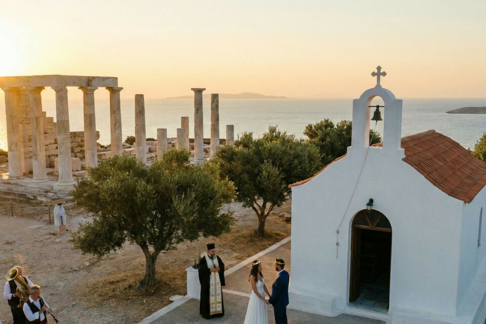 Gemini - Photo d'illustration - Les fiançailles en Grèce sont un voyage entre rites orthodoxes et héritage antique, où l’amour s’ancre dans la tradition et s’élève vers l’éternité.