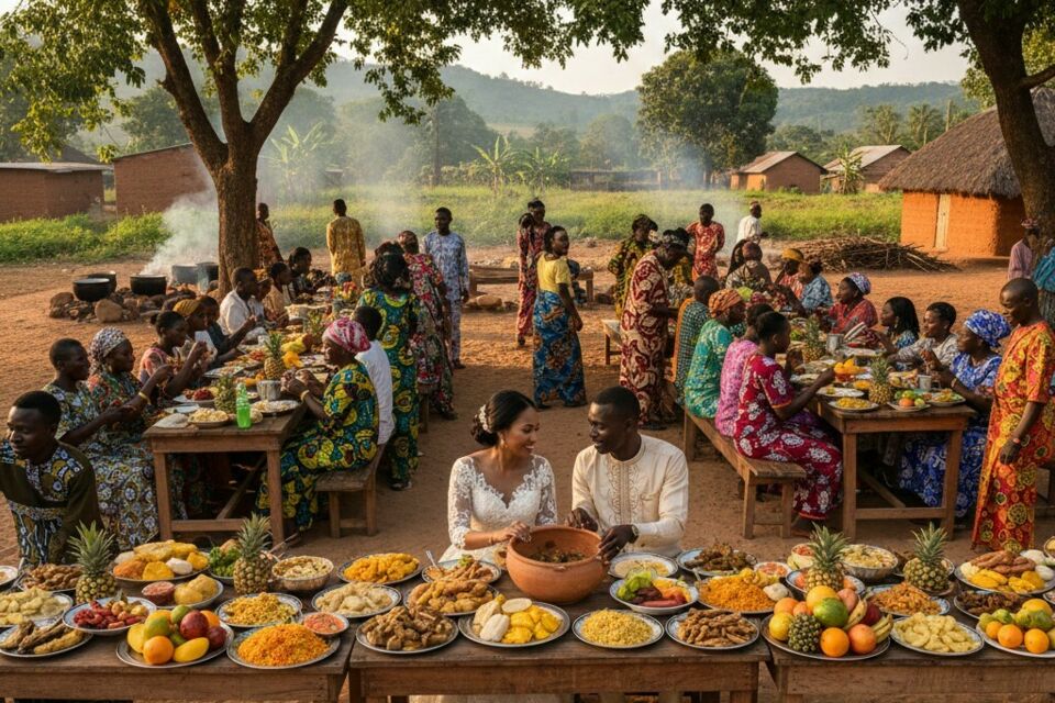 Photo d'illustration - Saveur, partage et tradition : au Cameroun, le repas de mariage célèbre l’union des familles autour de mets généreux, épicés et festifs, reflet d’une culture riche et conviviale.