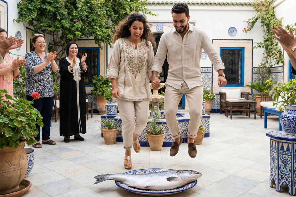 Gemini - Photo d'illustration -&nbsp;Sauter à pieds joints dans la vie à deux ! Un moment de pure joie et de complicité familiale lors du traditionnel rituel du poisson.