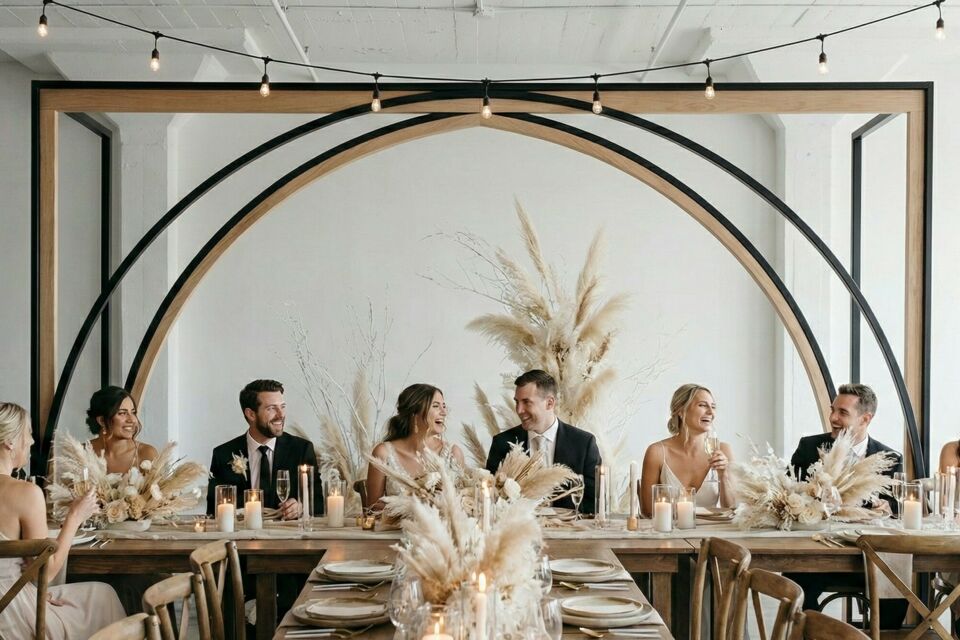 Gemini - Photo d’illustration - L'XXL, atout maître d'un mariage minimaliste et graphique, crée un impact visuel immédiat : volumes épurés, lignes nettes, focales sculpturales qui subliment l'espace et l'émotion en version XXL chic.   