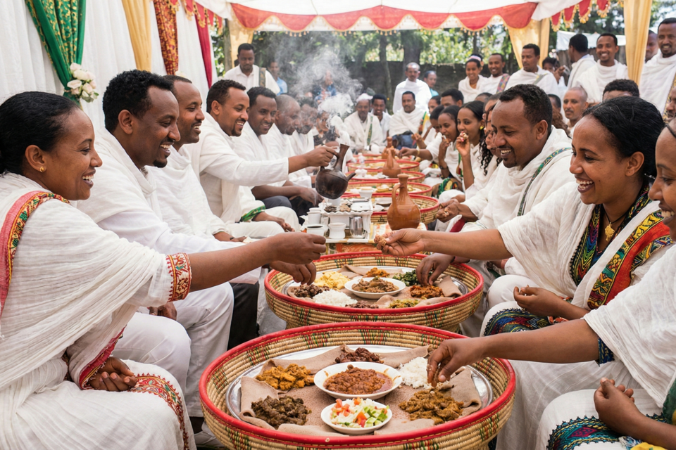 Gemini - Photo d'illustration -&nbsp;L'harmonie entre le pain fermenté et les ragoûts épicés reflète l'unité indestructible des clans lors du banquet nuptial.