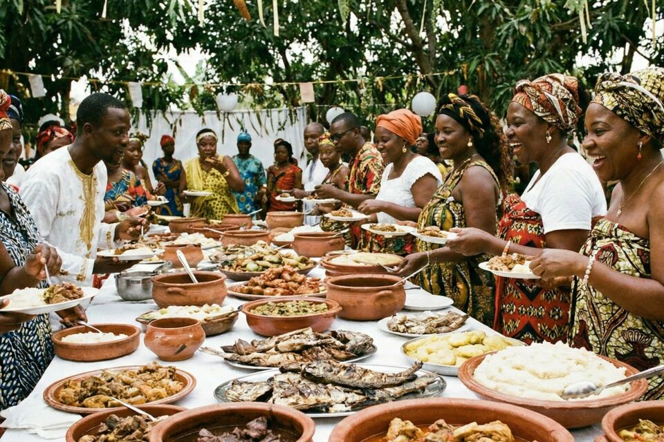 Gemini - Photo d'illustration -&nbsp;&nbsp;Festin nuptial angolais : entre moamba parfumée, funge partagé et calulu ancestral, chaque plat devient une bénédiction, un rite de famille et une célébration de l’amour.