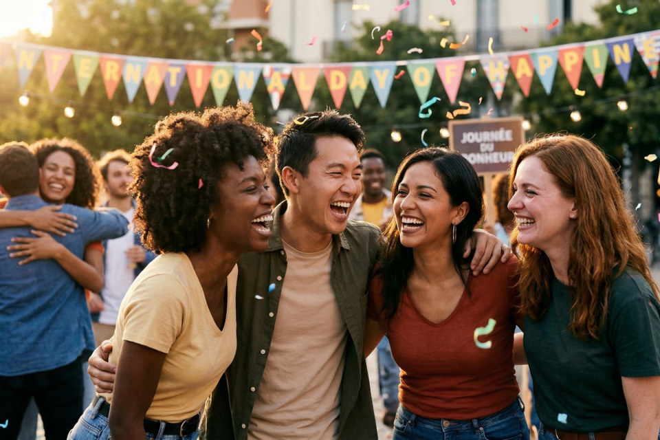 Gemini – Photo d’illustration - Une explosion de rires et de pas de danse pour honorer la Journée internationale du bonheur au sein d'une assemblée rayonnante.  