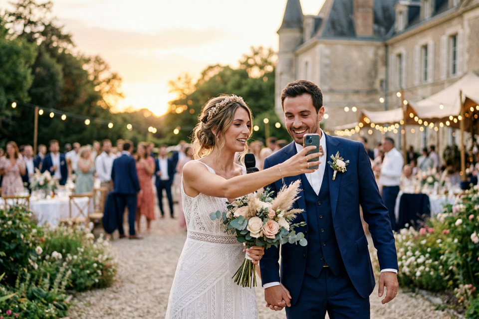 Gemini - Photo d'illustration - L'écran du smartphone s'invite désormais comme le témoin incontournable de l'engagement, transformant l'intimité de la cérémonie en une performance visuelle partagée avec le monde entier.