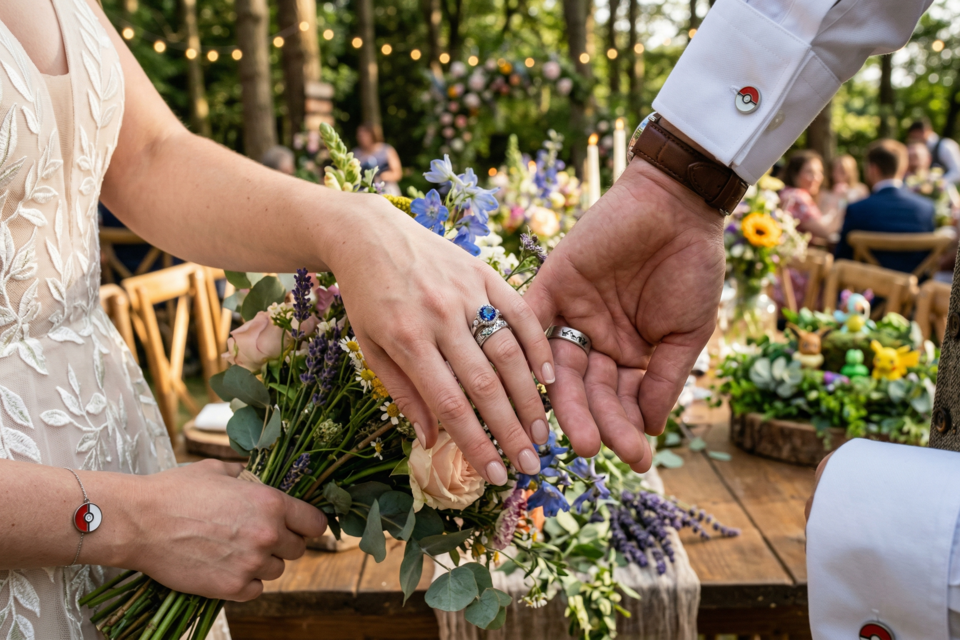 Gemini – Photo d’illustration - L'alliance parfaite entre élégance et passion avec ces bijoux de mariage sur mesure inspirés de l'univers Pokémon pour une union vraiment unique.