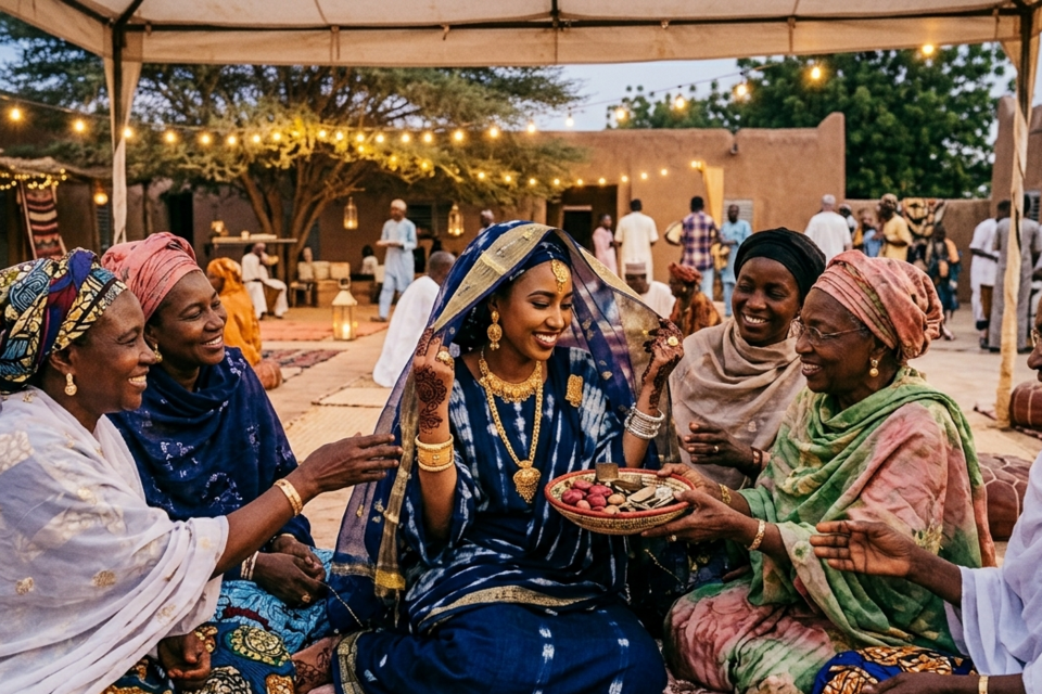 Gemini - Photo d'illustration -&nbsp;

Le Budan Kai, ou l'instant suspendu où la mariée nigérienne s'ouvre à sa nouvelle lignée, entre éclats d'or, parfums d'encens et sourires complices des aînées.

