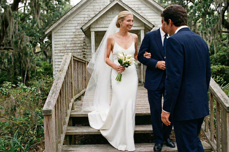   Gemini – Photo d’illustration - L’audace du vide, la puissance du moins : quand Carolyn Bessette réinventait l’allure nuptiale avec un simple fourreau de soie. Une icône éternelle.  