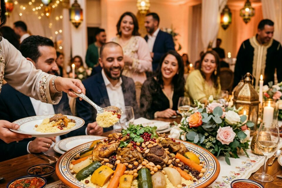 Photo d’illustration - Véritable pilier de la Baraka, le couscous est le cœur battant des fêtes maghrébines. Ce dôme sacré unit les générations et transforme chaque banquet en un rite d'hospitalité et de partage.