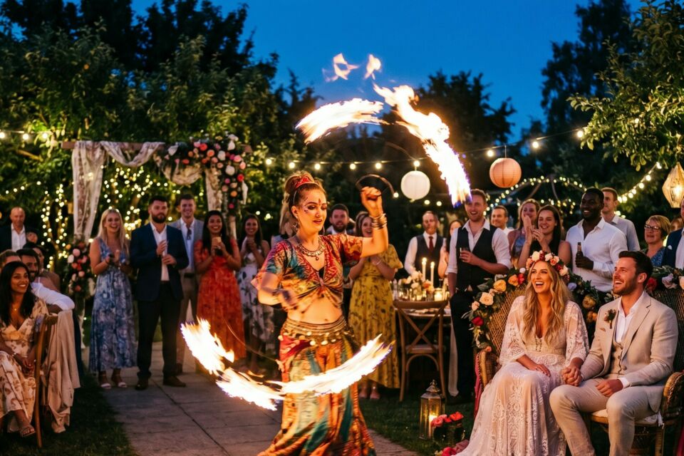 Photo d'illustration -  Découvrez comment la danse du feu illumine les mariages estivaux, mêlant traditions et cultures pour des animations uniques et inoubliables.