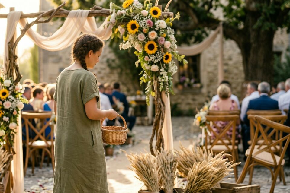 Photo d'illustration - Une cérémonie de mariage fa champêtre inoubliable au cœur d'un domaine historique. Le charme de la pierre ancienne et l'élégance de la nature pour un mariage d'exception.