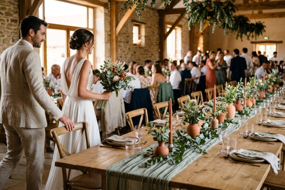 Gemini - Photo d'illustration - Les verts doux, les terracotta chaleureux et les tons poudrés s’imposent parmi les grandes tendances déco de 2027, offrant aux mariages et réceptions une palette naturelle, élégante et intemporelle.