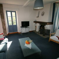 Salon avec cheminée, gîte la Terrasse