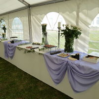 Cocktail de mariage sous chapiteau dans le parc