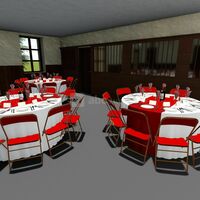 Les écuries : petite salle tables rondes