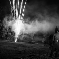 Feu d'artifice dans le parc du château