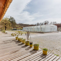 Piscine extérieure couverte et terrasse