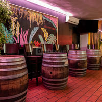 Tonneaux devant le bar