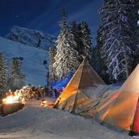 Eco tentipis party à la montagne, raquettes & cheminée
