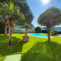 Jardin et piscine vide