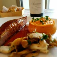 Demi magret de canard, purée de patates douce et ses champignons