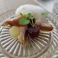 Tapas Hareng pomme à l'huile betterave écume de pomme