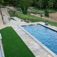 Piscine, banc à remous