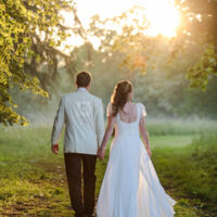 Photo de mariage dans le château et les jardins