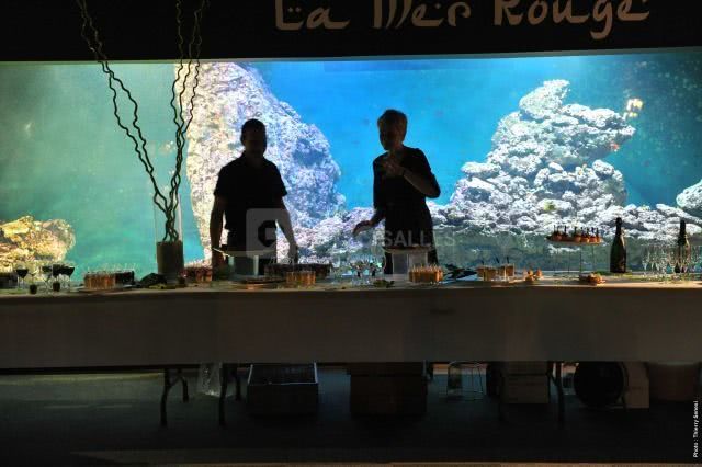 Cocktail dînatoire face aux bassins