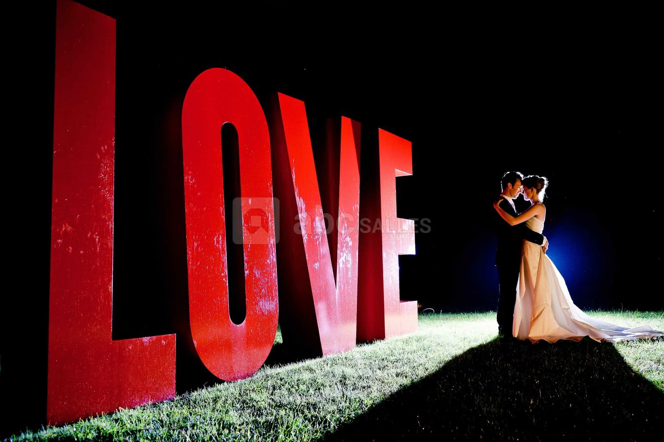 Les mariés devant le love