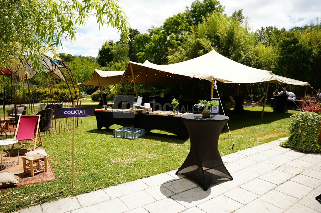 Cocktail déjeunatoire petit jardin de la grande salle
