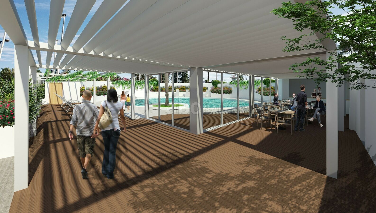 Piscine et restaurant extérieur