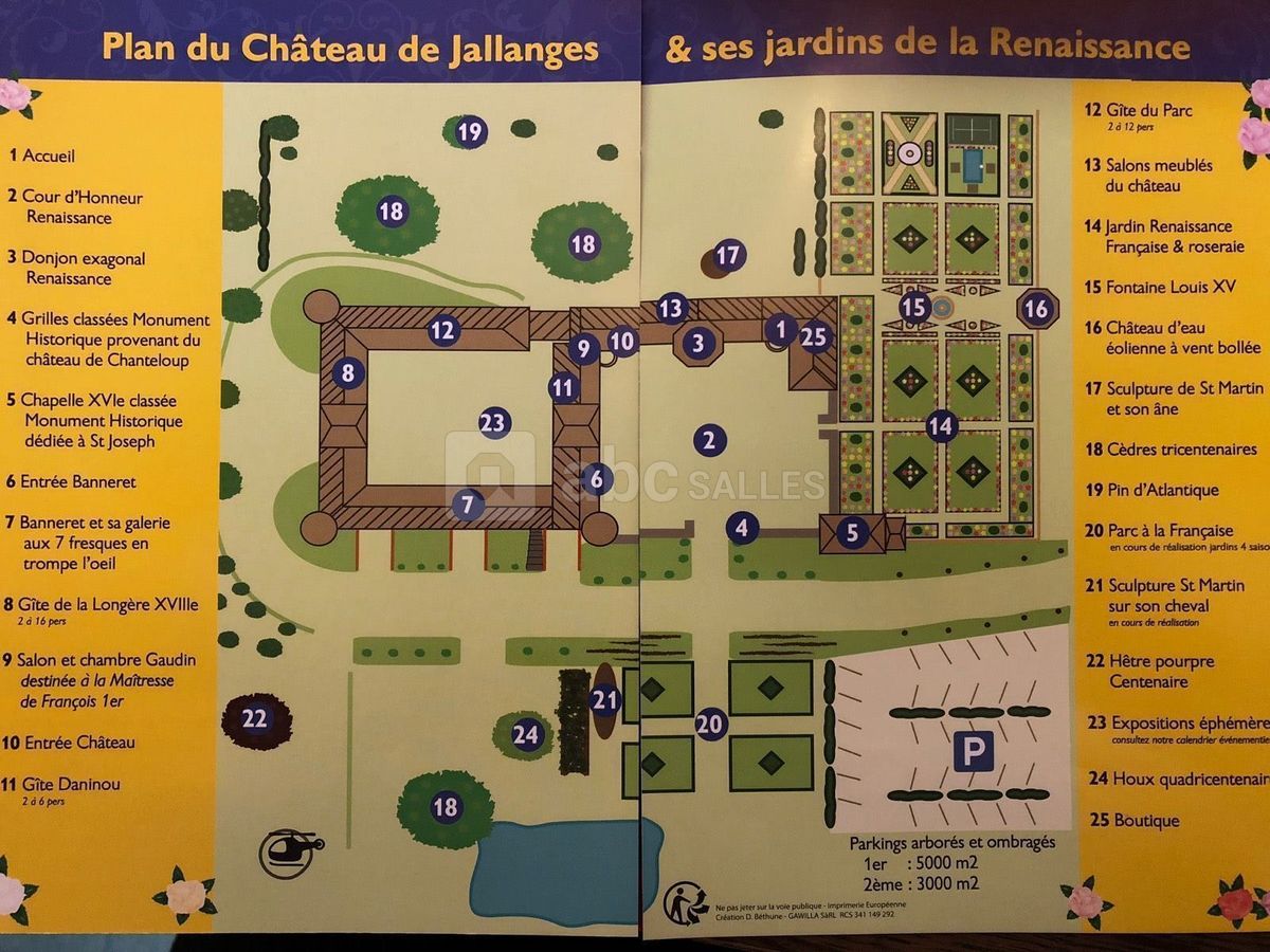 Plan de masse du Château de Jallanges - 12 km de TOURS   réception de 50 à 500 personnes