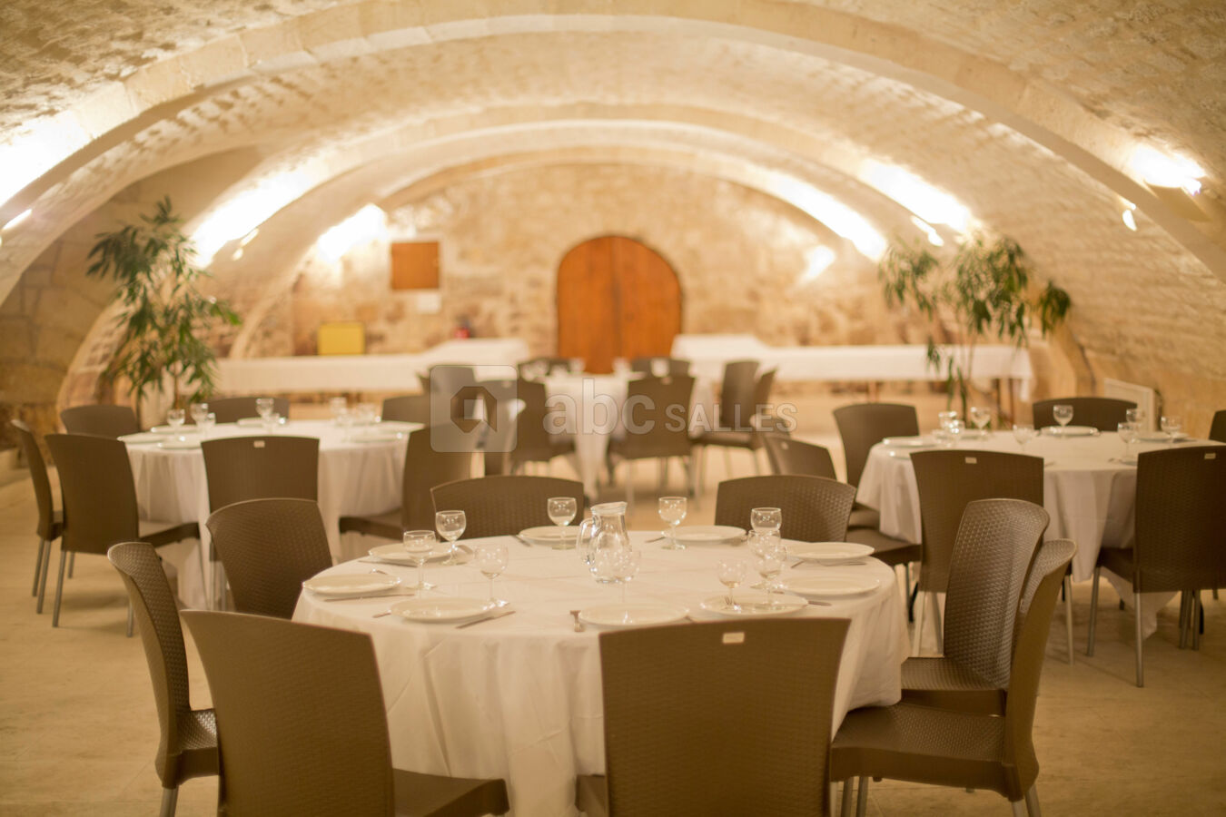 Salle de 240m², salle de fête, mariage. Capacité 160 personnes à table. Accès direct dans une petite cour puis le jardin