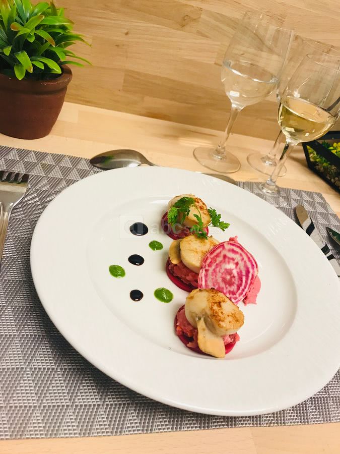 Noix de St Jacques & tartare de saumon