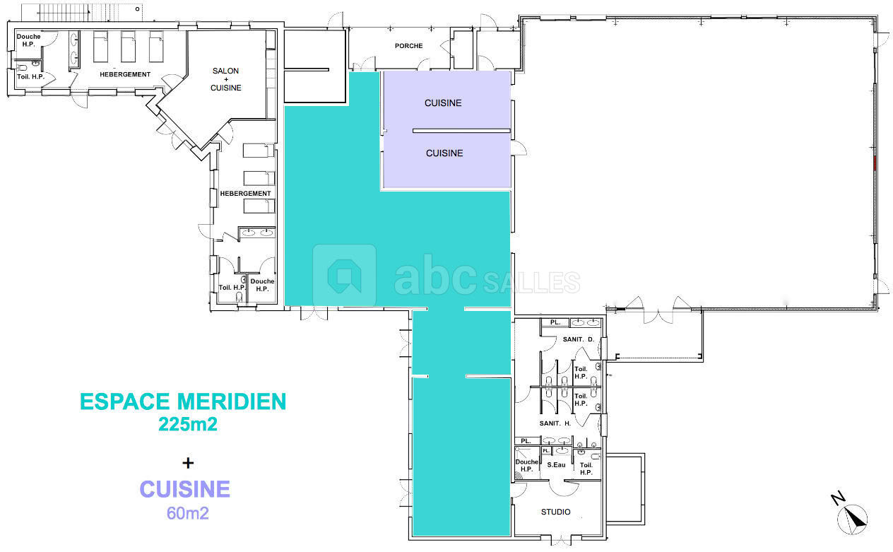 ESPACE MERIDIEN: 225m2 + cuisine + sanitaires