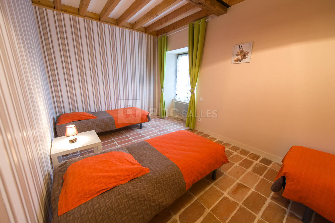 Chambre lits simples gite 10 pers.