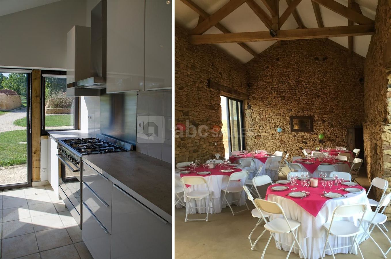 Cuisine et salle de réception