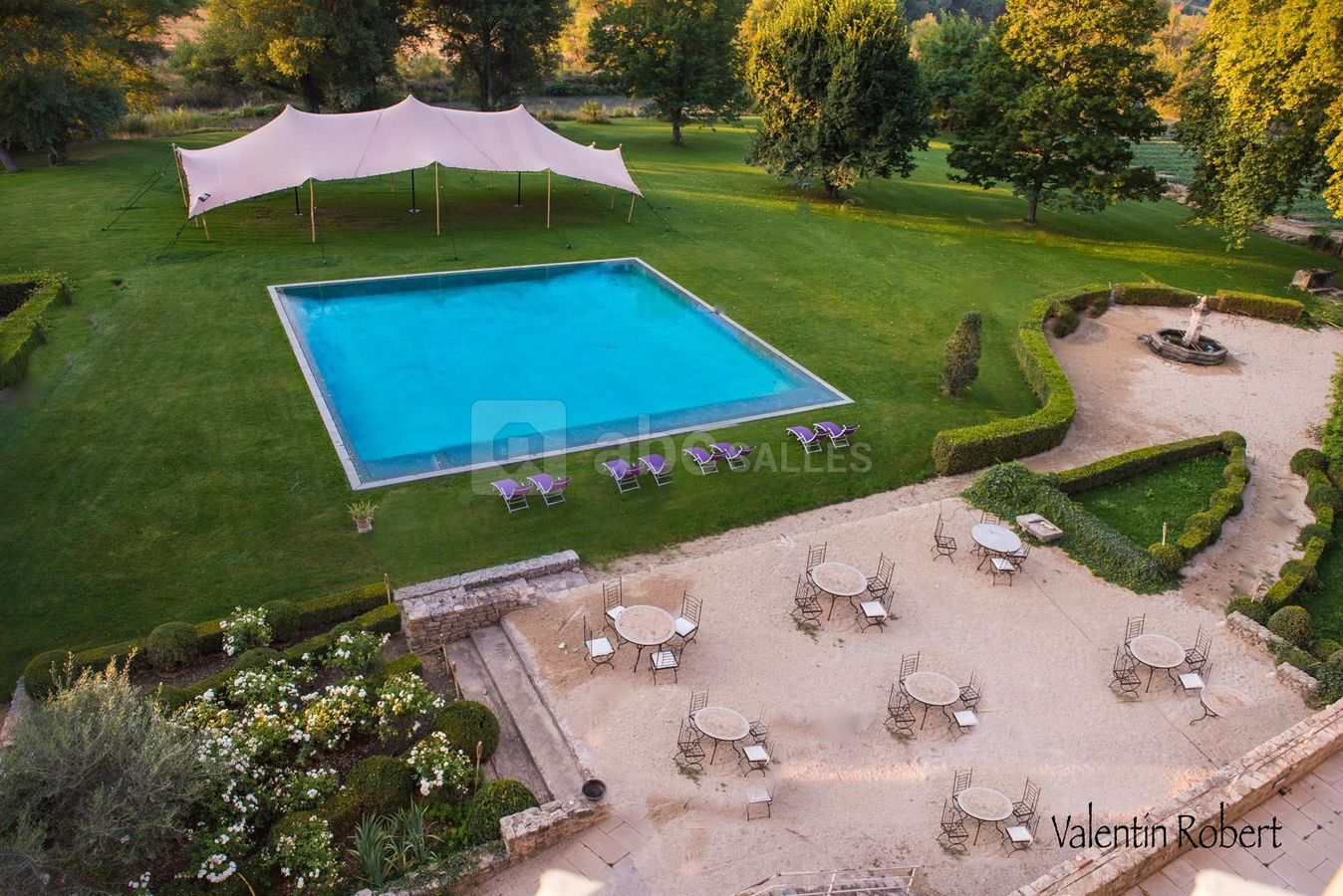 Vue aérienne jardin et terrasse