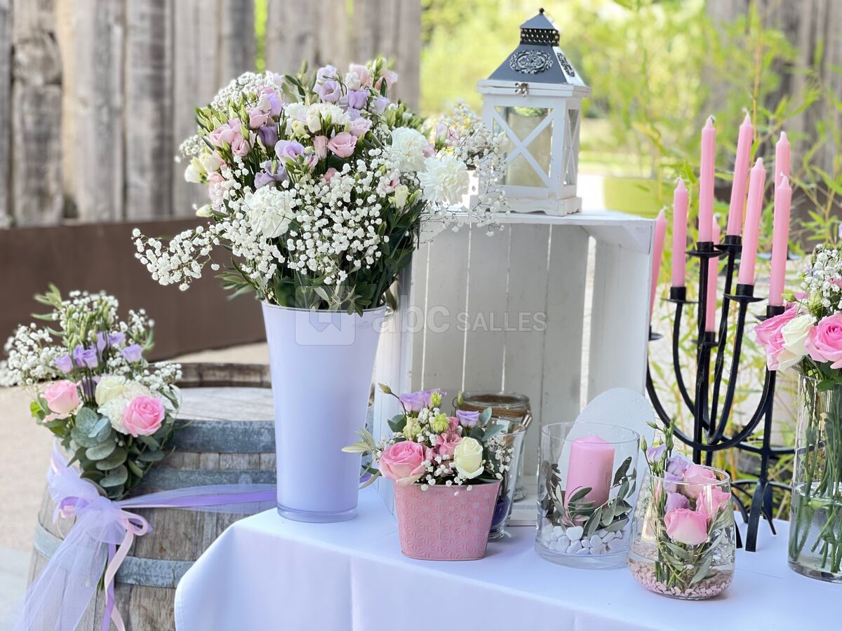 Décoration de buffet de mariage sous le Patio
