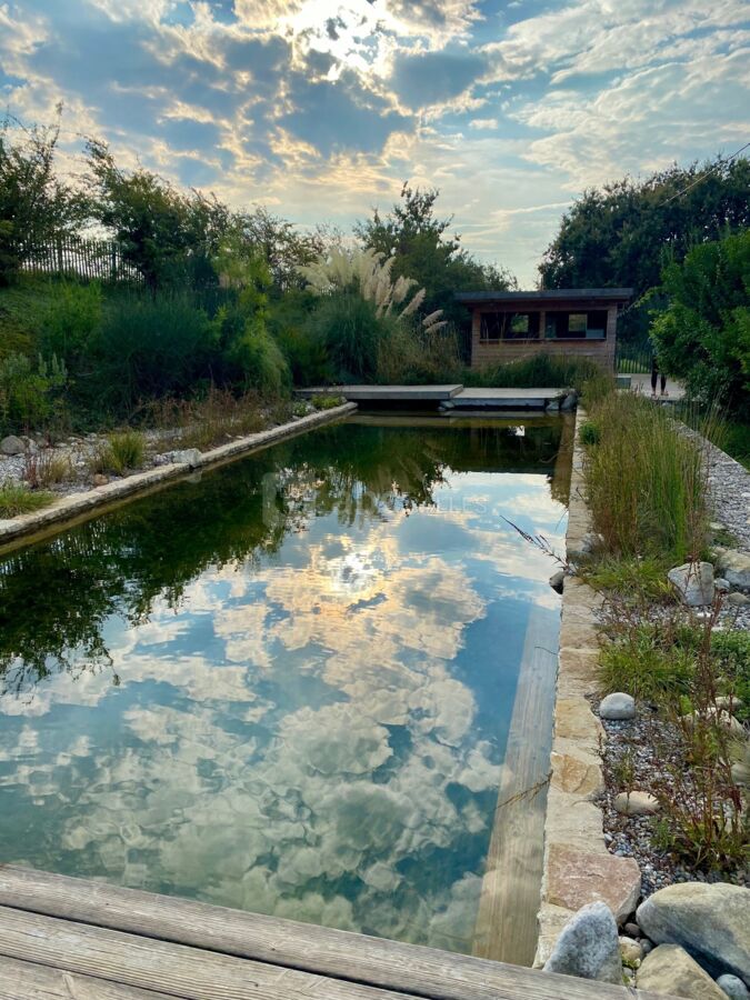 Piscine reflet nuage