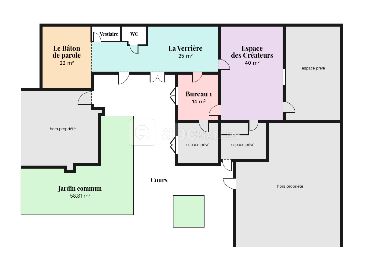 Plan des différents Espaces - 150 m2