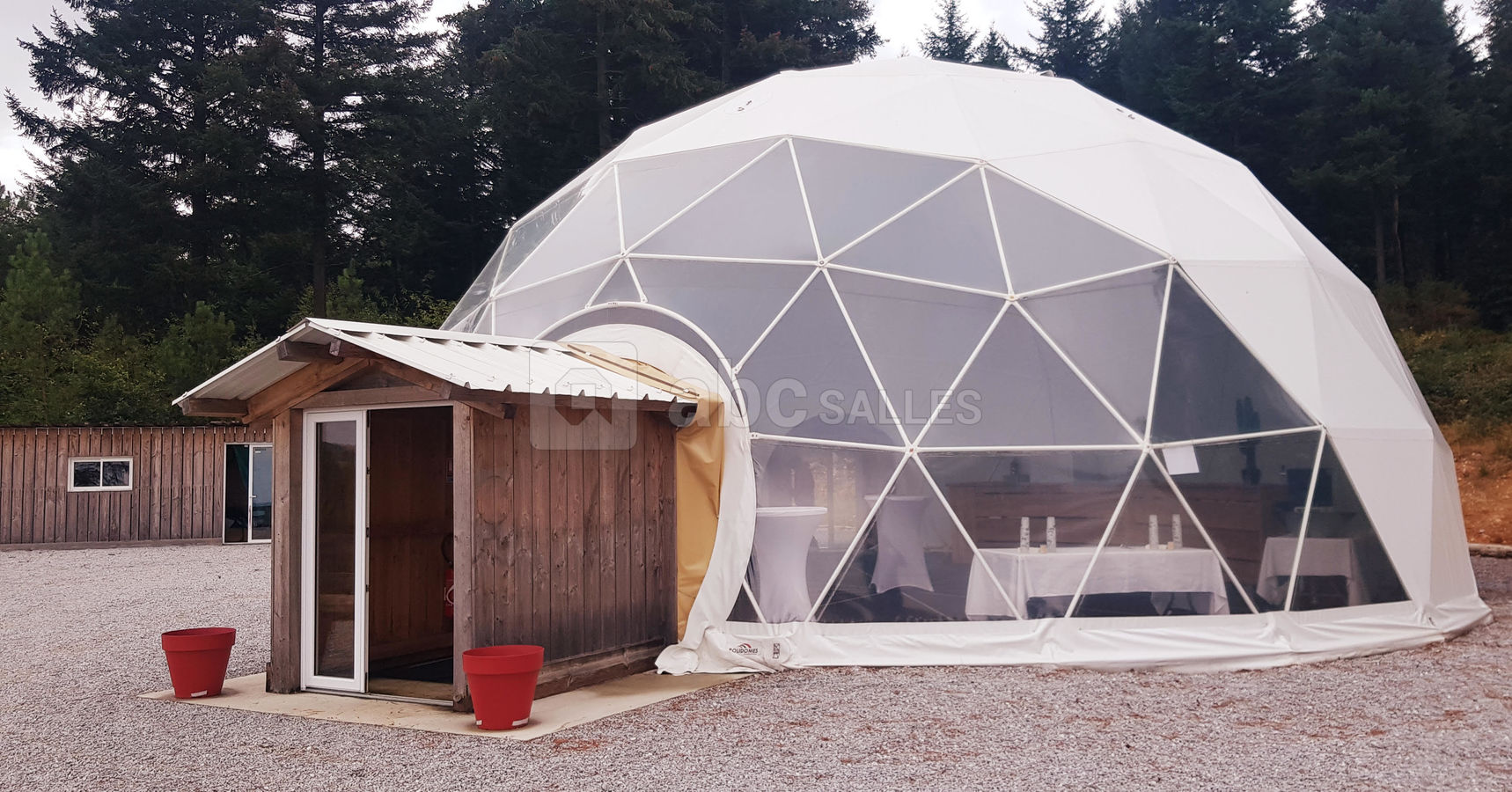 Salle insolite : dome géodésique 100m² pour cocktails, vin d'honneur, cérémonie