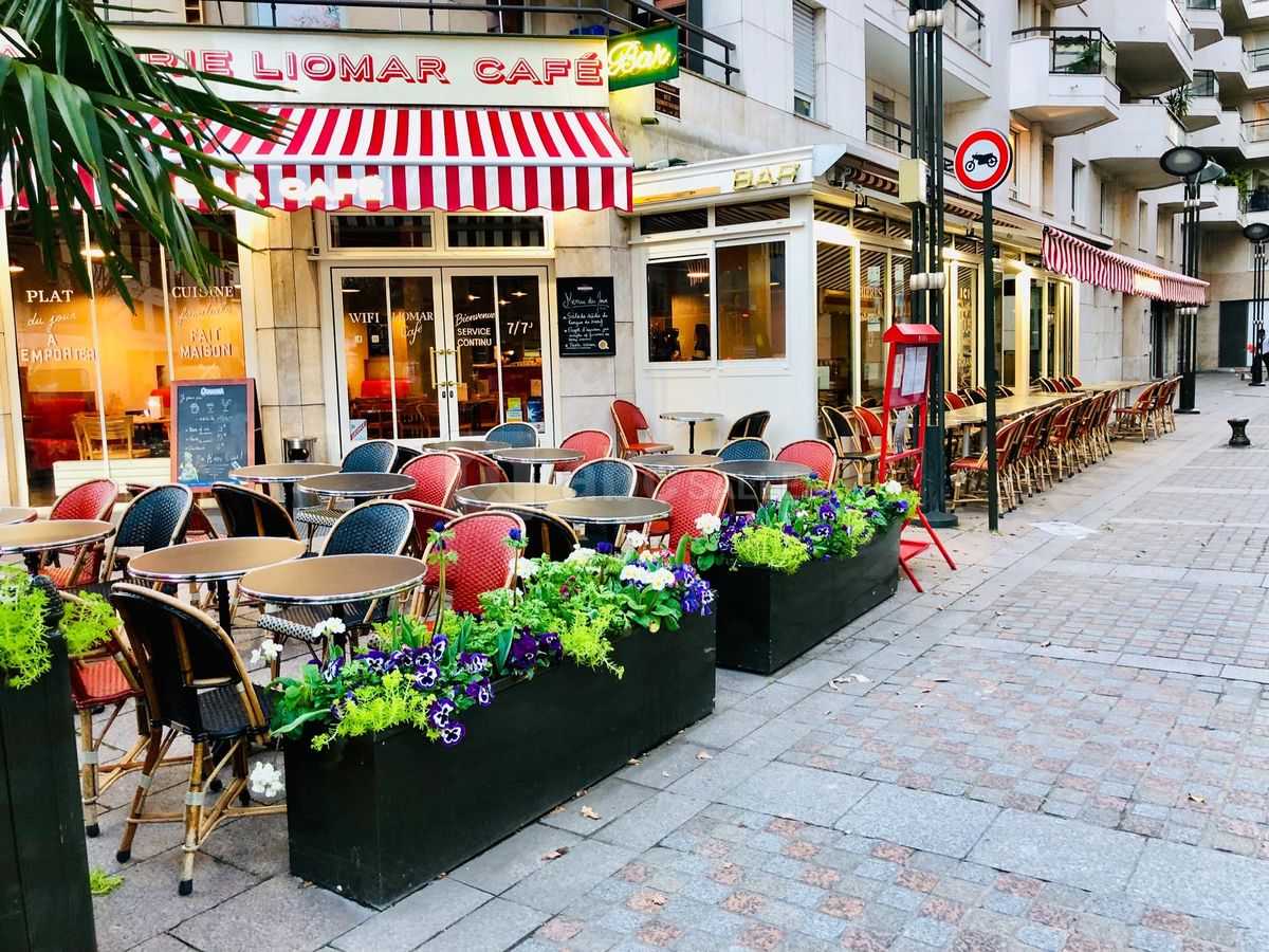 La terrasse avec la rue piétonne