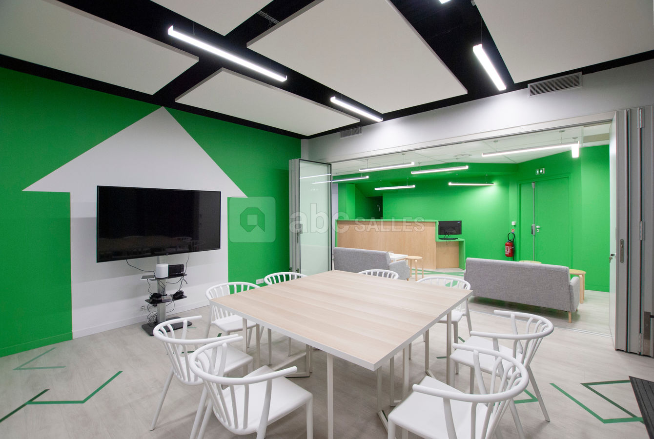 Vue intérieur, cloison mobile ouverte