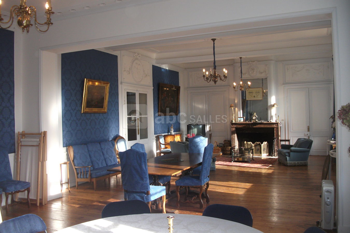 Grand salon avec cheminée