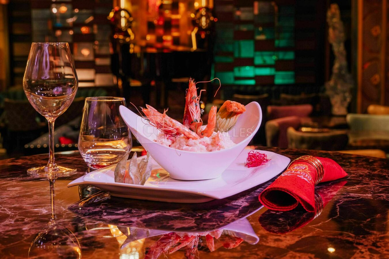 Risotto aux Gambas et crème Basilic