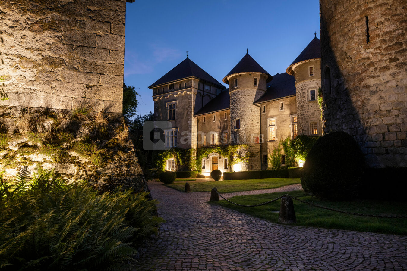 Façade du chateau de nuit