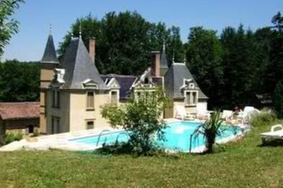 Le château de bonnevaux vu de la piscine